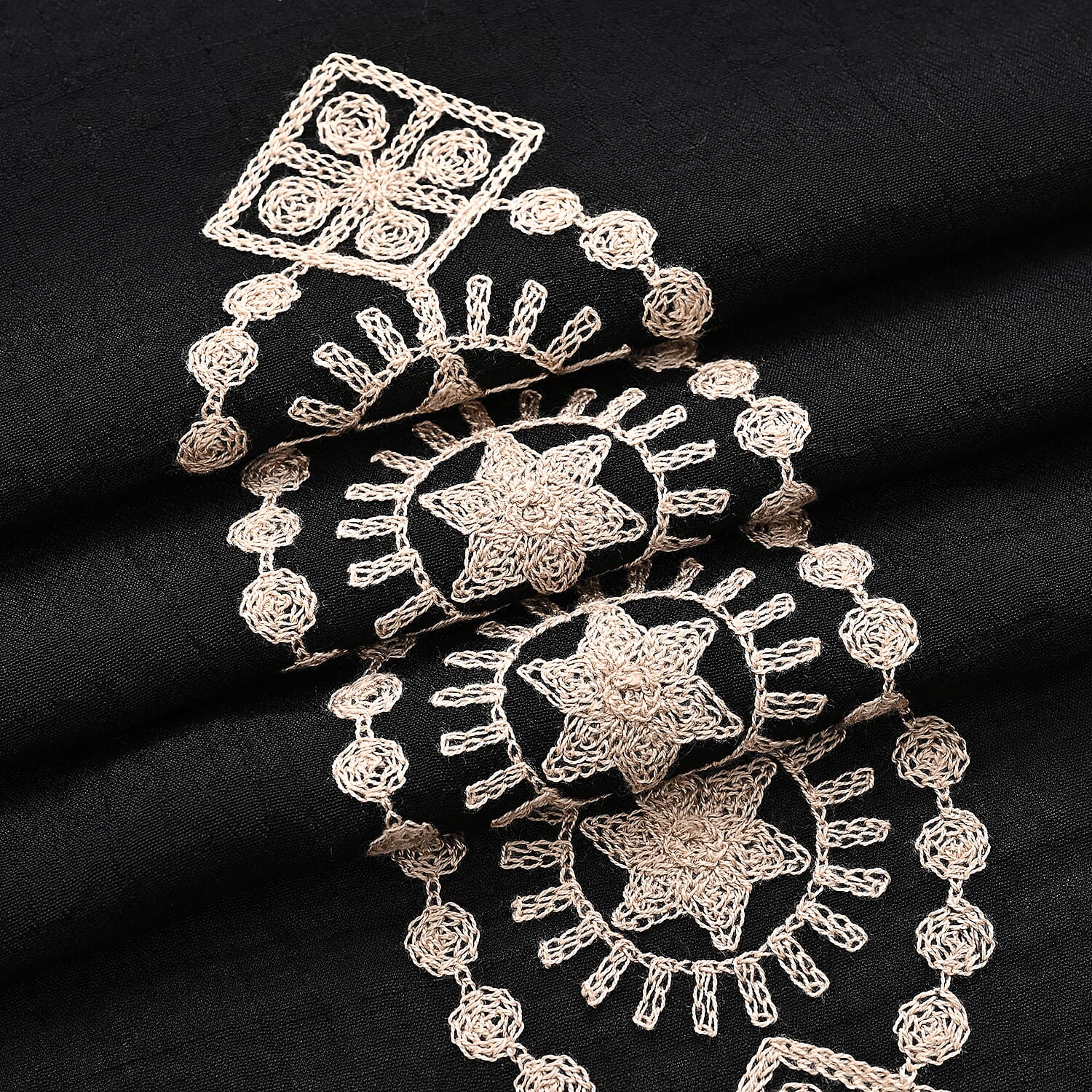 Super Soft Oversized Floral Embroidery Scarf (180 x 65cm) - Black