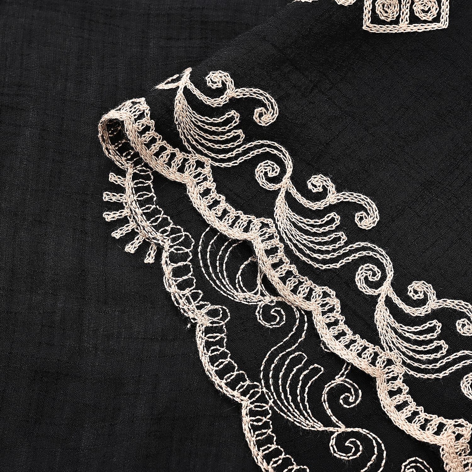 Super Soft Oversized Floral Embroidery Scarf (180 x 65cm) - Black