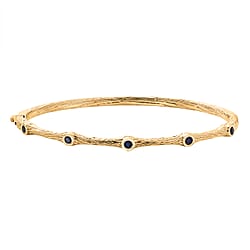 EverTrue Natural Chrome Diopside Bamboo Bangle (Size 7.5) in Yellow Gold Plated