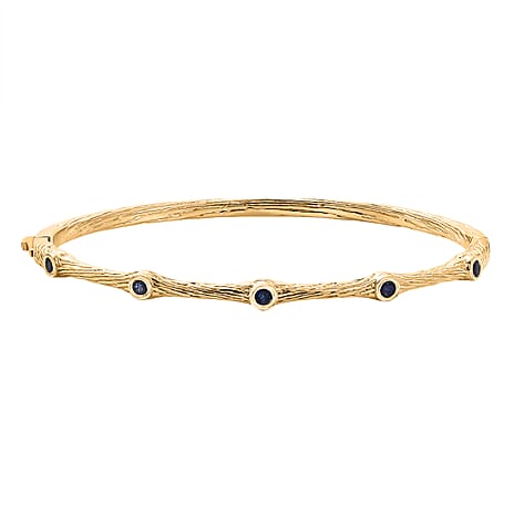 EverTrue Blue Sapphire Bamboo Bangle in Yellow Gold Plated