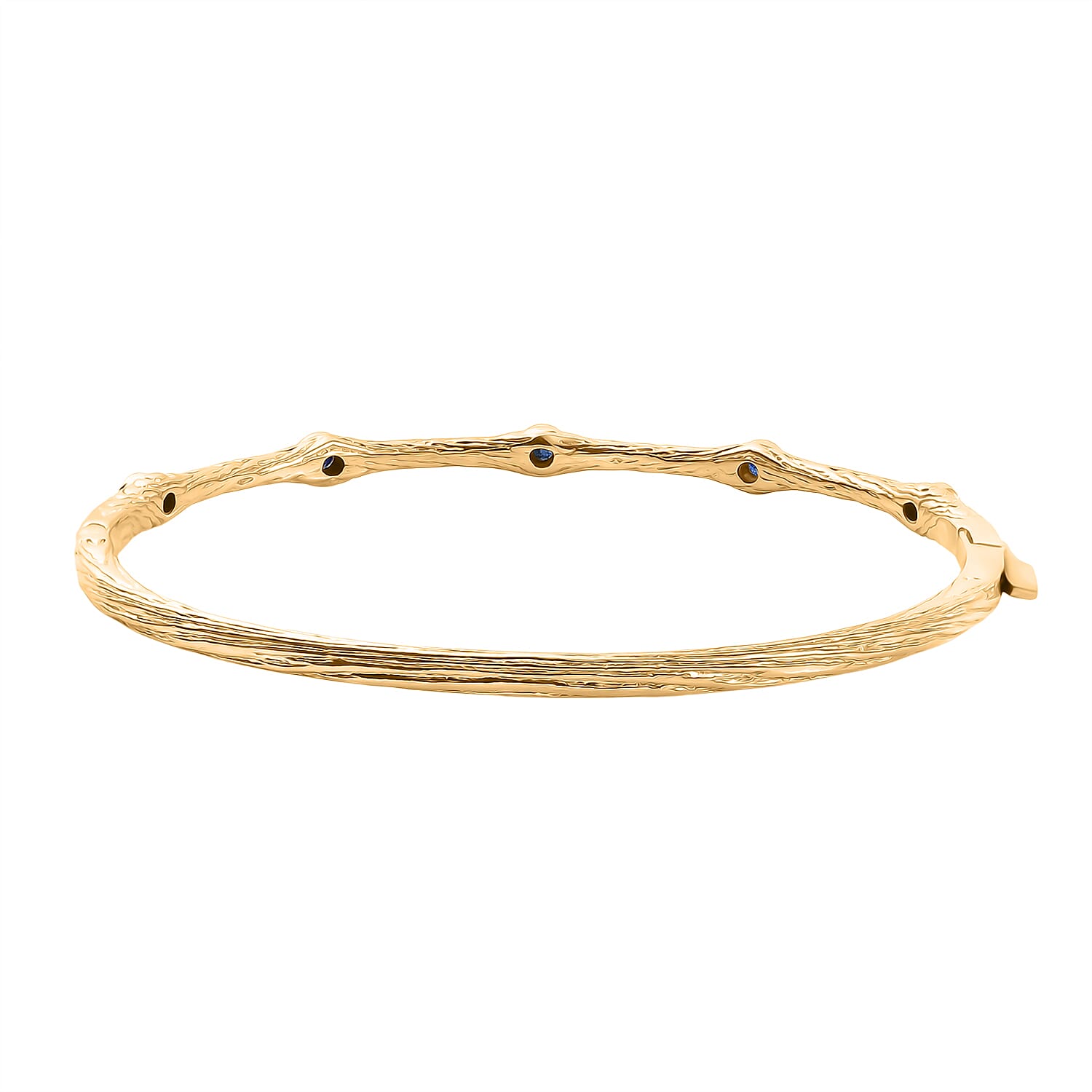 EverTrue Blue Sapphire Bamboo Bangle in Yellow Gold Plated