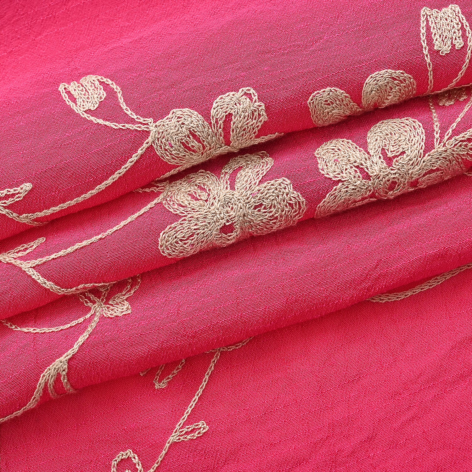 Super Soft Oversized Floral Embroidery Scarf (180 x 65cm) - Pink