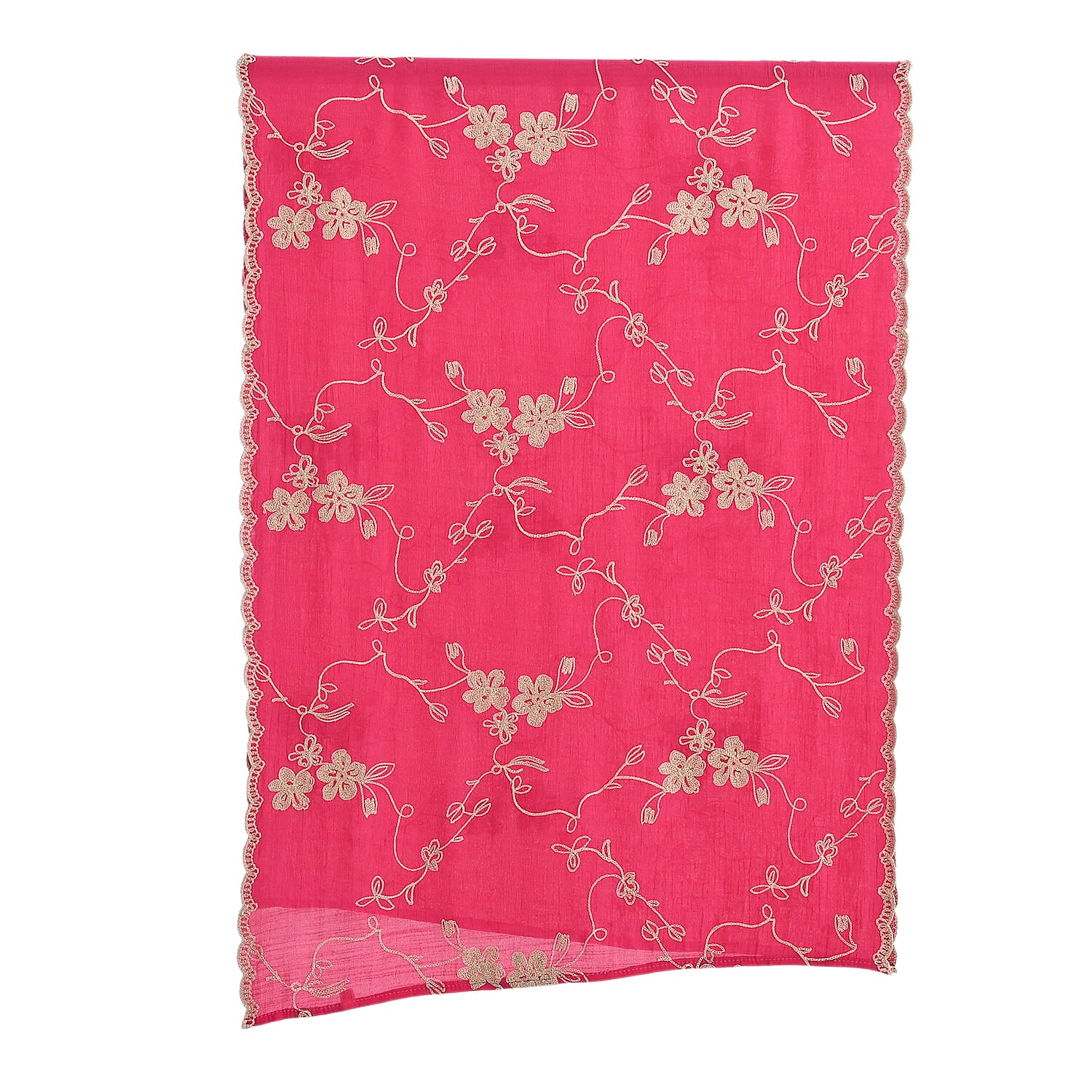 Super Soft Oversized Floral Embroidery Scarf (180 x 65cm) - Pink