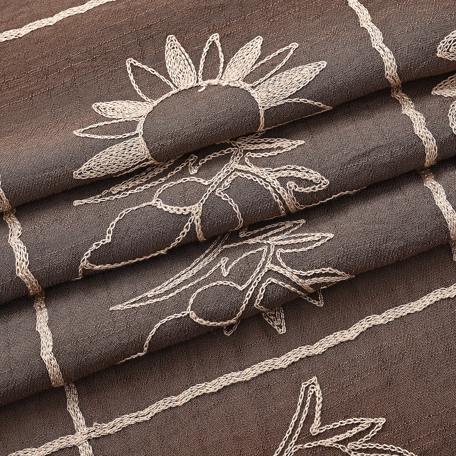 Super Soft Oversized Floral Embroidery Scarf (180 x 65cm) - Brown