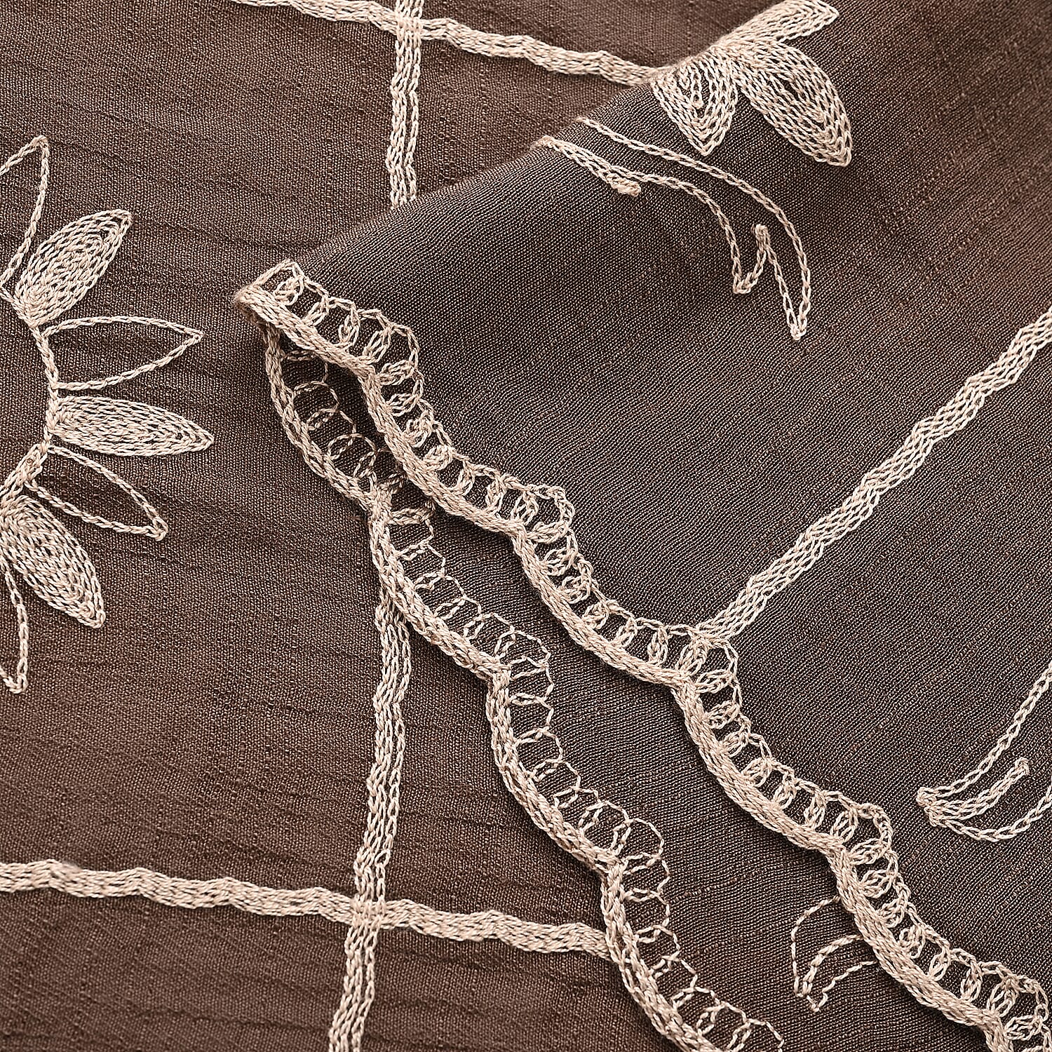 Super Soft Oversized Floral Embroidery Scarf (180 x 65cm) - Brown