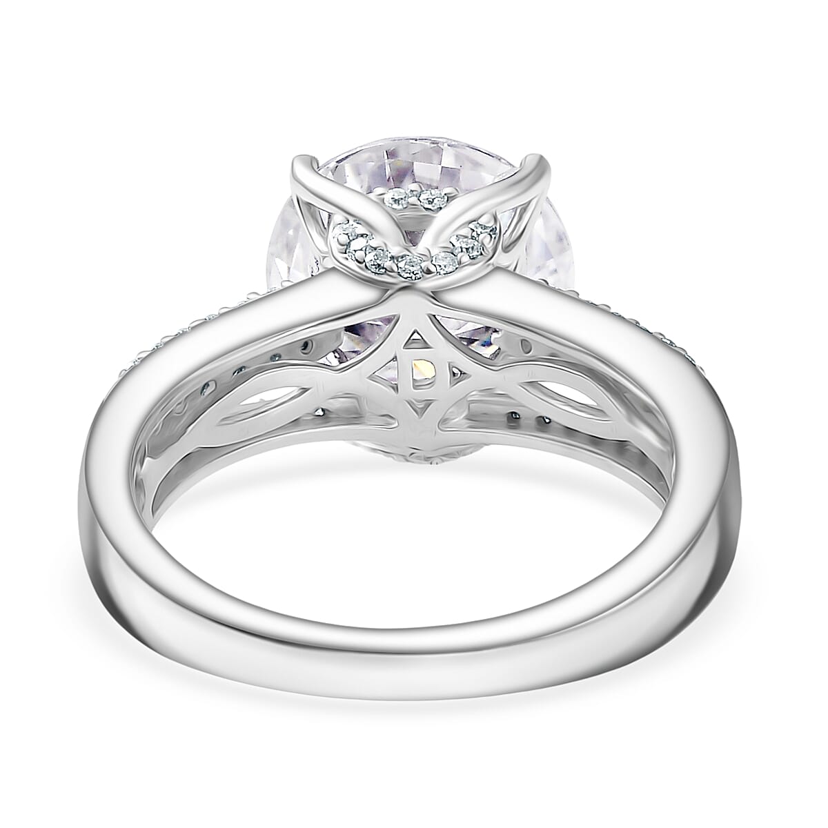 D'Joy Moissanite Ring in Rhodium Overlay Sterling Silver 3.94 Ct.