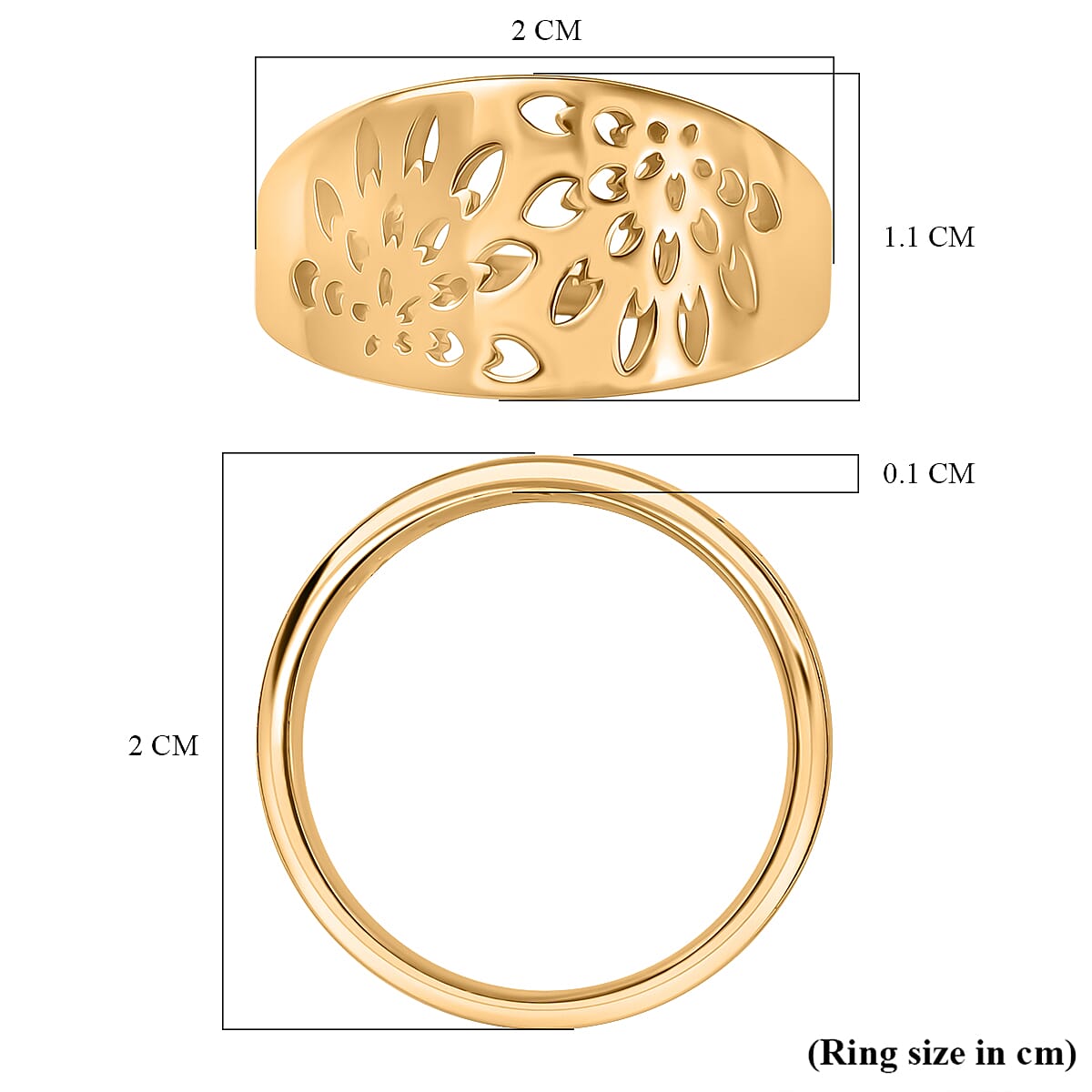 18K Yellow Gold Plated Sterling Silver Ring