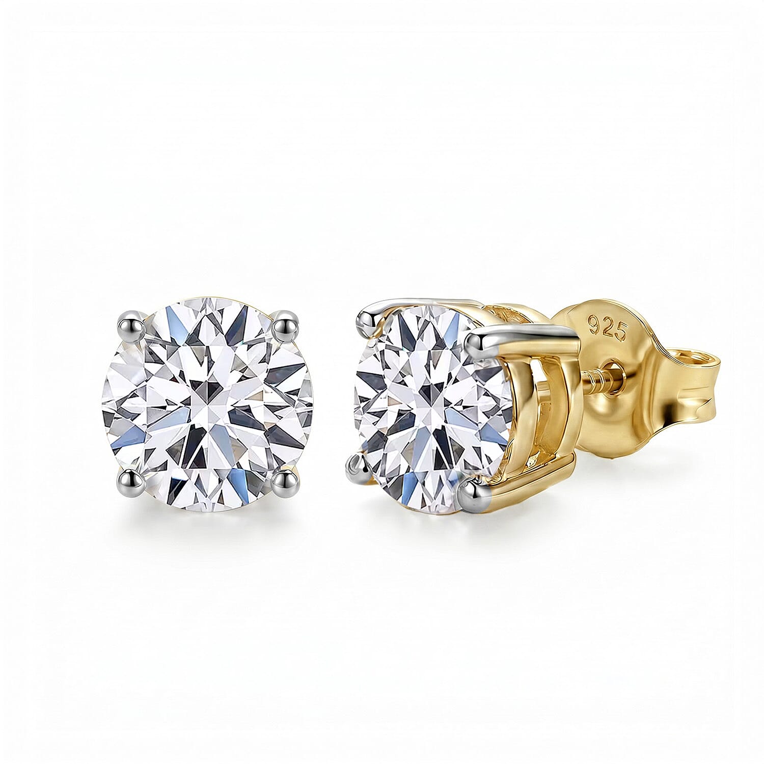 Luxuriant Lab Grown Diamond (SI-GH) Earring with Push Back in 18K Vermeil Yellow Gold Plated Sterling Silver 3.00 Ct.