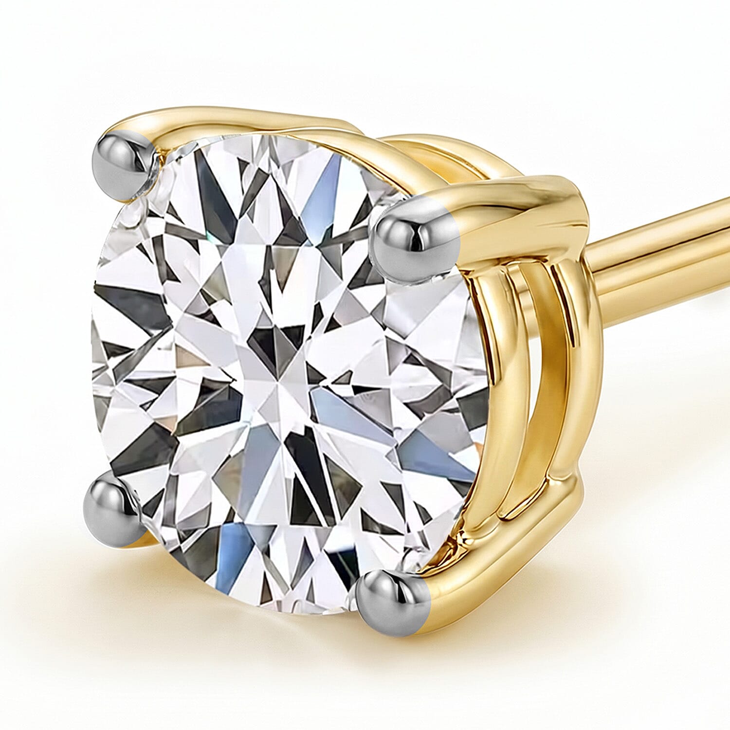 Luxuriant Lab Grown Diamond (SI-GH) Earring with Push Back in 18K Vermeil Yellow Gold Plated Sterling Silver 3.00 Ct.