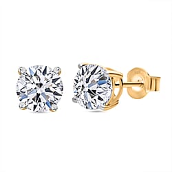 LUXURIANT 3 Ct. Lab Grown Diamond Solitaire Earrings in 18K Vermeil Rose Gold Plated Sterling Silver