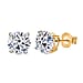 LUXURIANT 3 Ct. Lab Grown Diamond Solitaire Earrings in 18K Vermeil Rose Gold Plated Sterling Silver