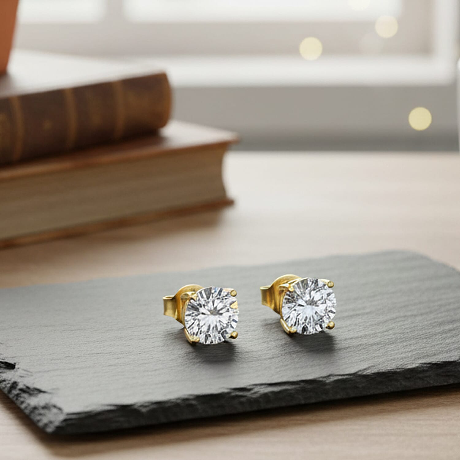 Luxuriant Lab Grown Diamond (SI-GH) Earring with Push Back in 18K Vermeil Yellow Gold Plated Sterling Silver 3.00 Ct.