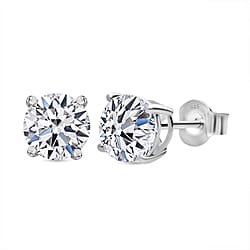 LUXURIANT 3 Ct. Lab Grown Diamond Solitaire Earrings in 18K Vermeil Rose Gold Plated Sterling Silver