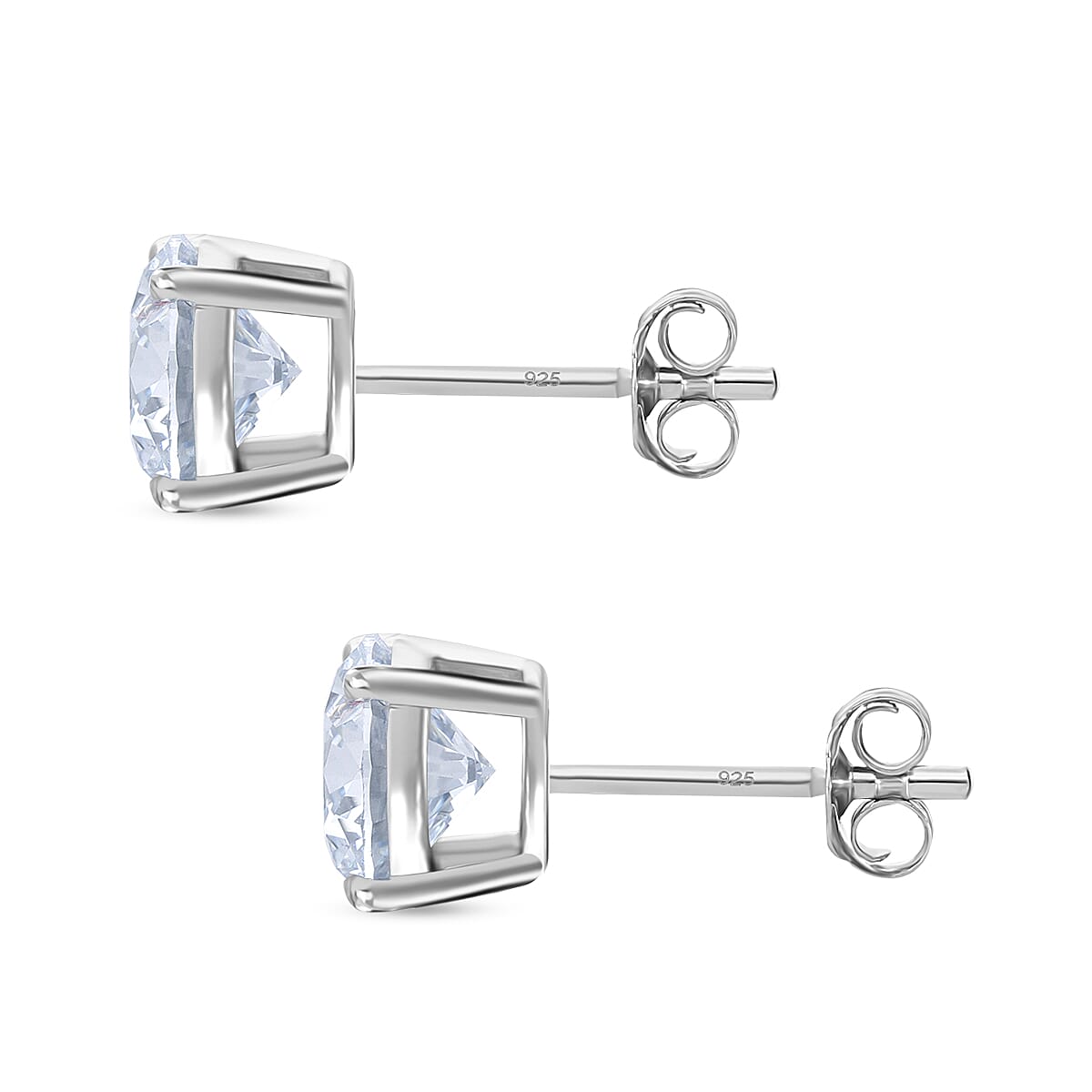 Luxuriant Lab Grown Diamond (SI-GH) Earring with Push Back in Rhodium Overlay Sterling Silver 3.00 Ct.