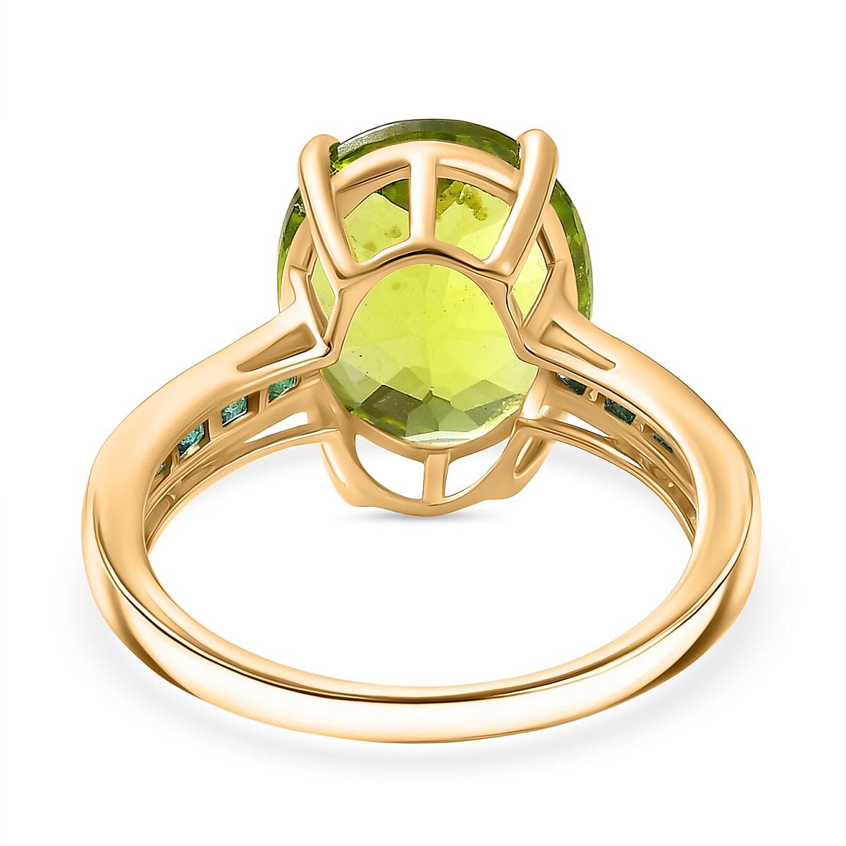 9K Yellow Gold AAA Peridot & Zambian Emerald Ring 4.90 Ct.