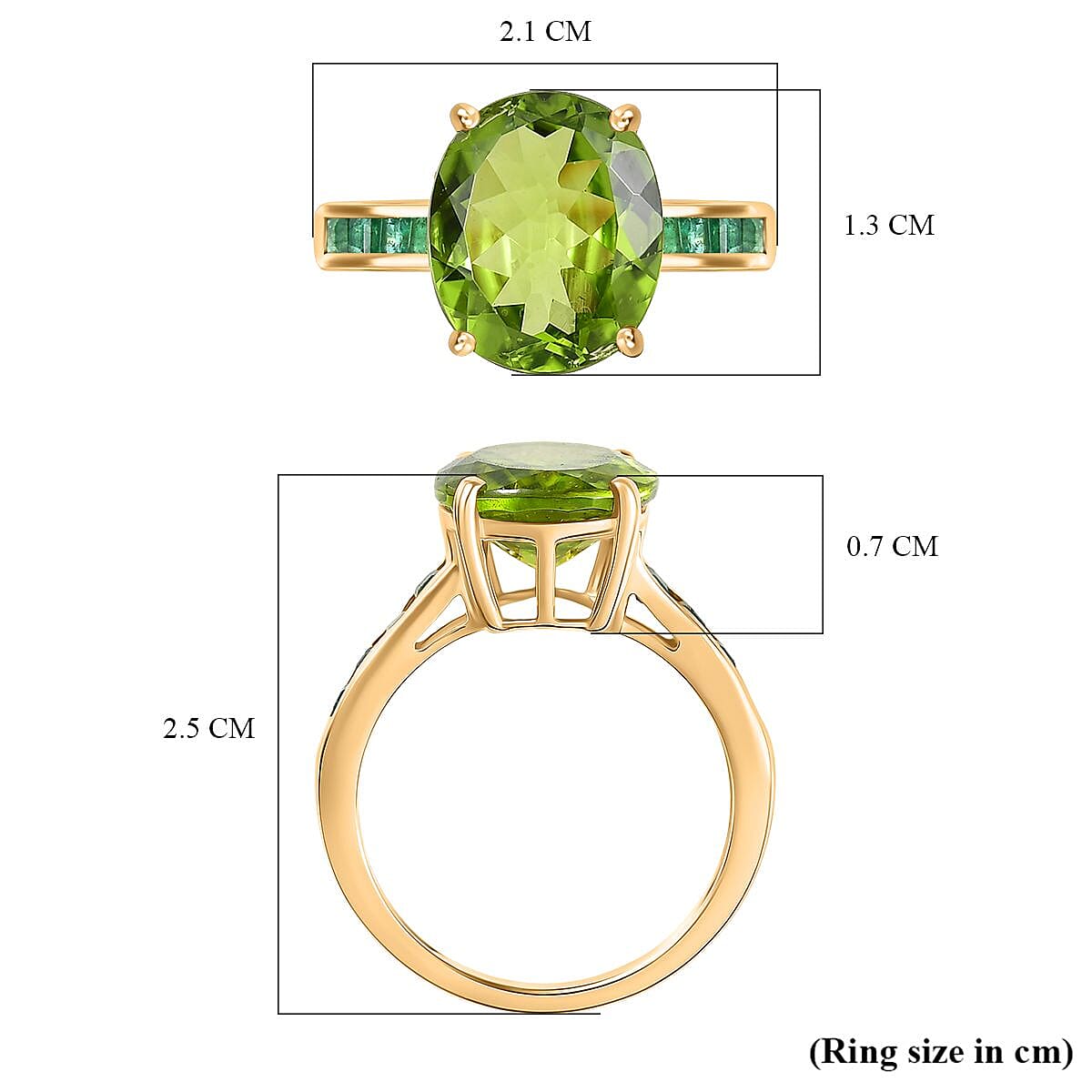 9K Yellow Gold AAA Peridot & Zambian Emerald Ring 4.90 Ct.