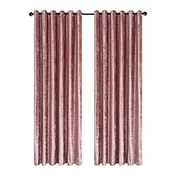 Crushed Velvet Eyelet Header Lined Curtains (229x168 cm) - Rose Gold