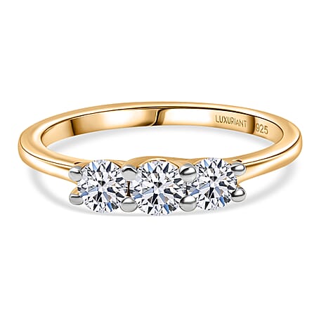 Luxuriant Lab Grown Diamond (SI-GH) Band Ring in 18K Vermeil Yelllow Gold Plated Sterling Silver 0.55 Ct.