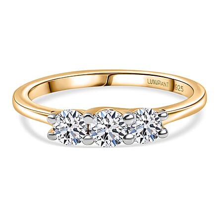 LUXURIANT 0.5 Ct. Lab Grown Diamond Trilogy Ring in 18K YG Vermeil Sterling Silver LUXURIANT 0.5 Ct. Lab Grown Diamond Trilogy Ring in 18K YG Vermeil Sterling Silver