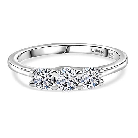 Luxuriant Lab Grown Diamond (SI-GH) Band Ring in Rhodium Overlay Sterling Silver 0.55 Ct.