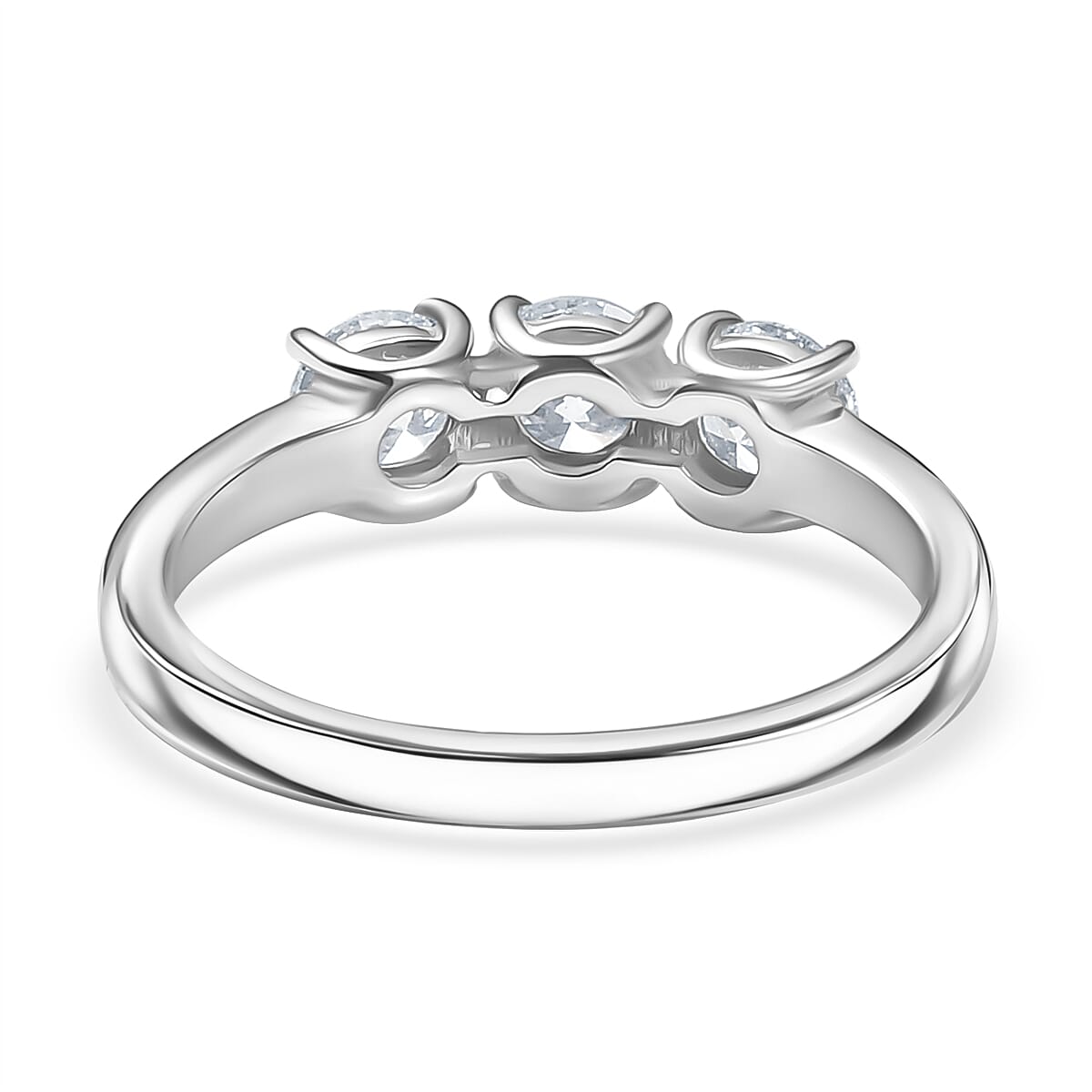 Luxuriant Lab Grown Diamond 3 Stone Ring in Sterling Silver