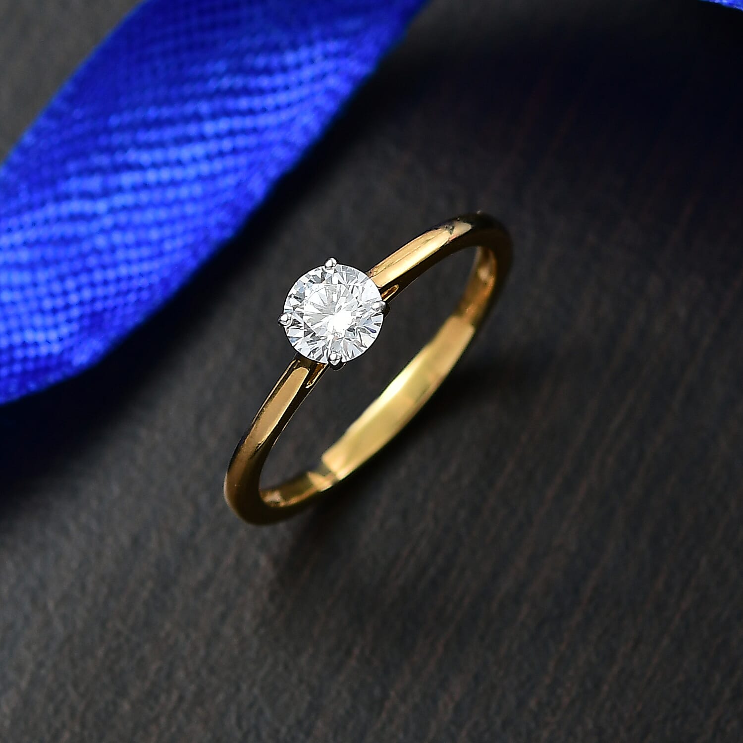 Luxuriant Lab Grown Diamond Solitaire Ring in Rhodium OverlaySterling Silver  0.528  Ct.