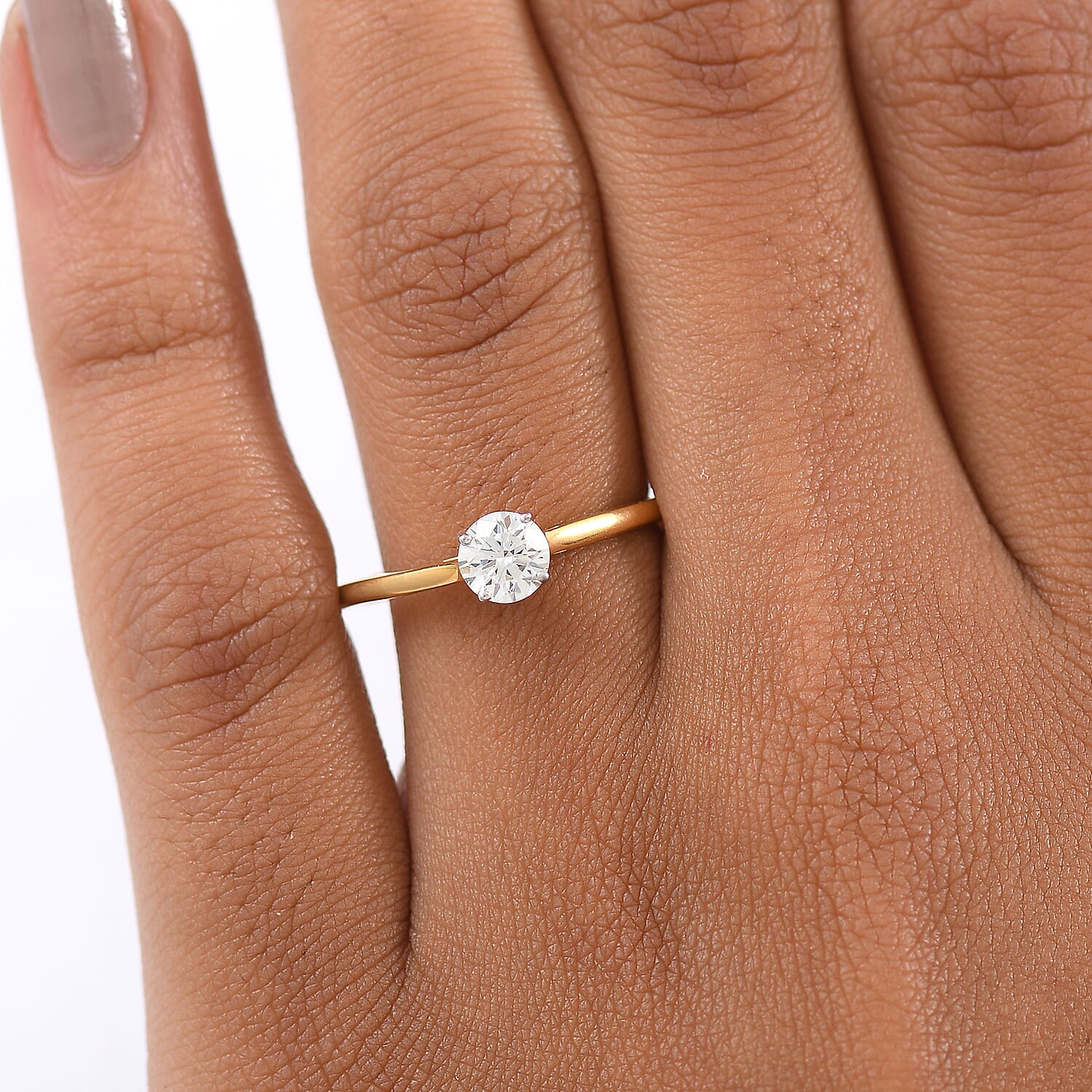 Luxuriant Lab Grown Diamond Solitaire Ring in Rhodium OverlaySterling Silver  0.528  Ct.