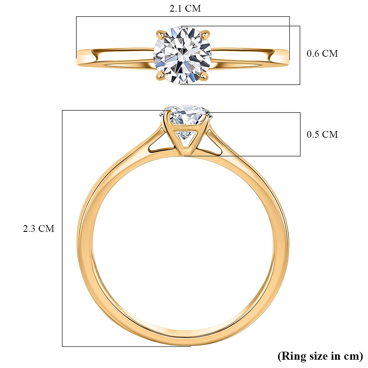 Luxuriant Lab Grown Diamond Solitaire Ring in Rhodium OverlaySterling Silver  0.528  Ct.