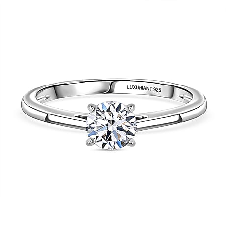 Luxuriant SI-G-H Lab Grown Diamond Solitaire Ring in Rhodium Overlay Sterling Silver