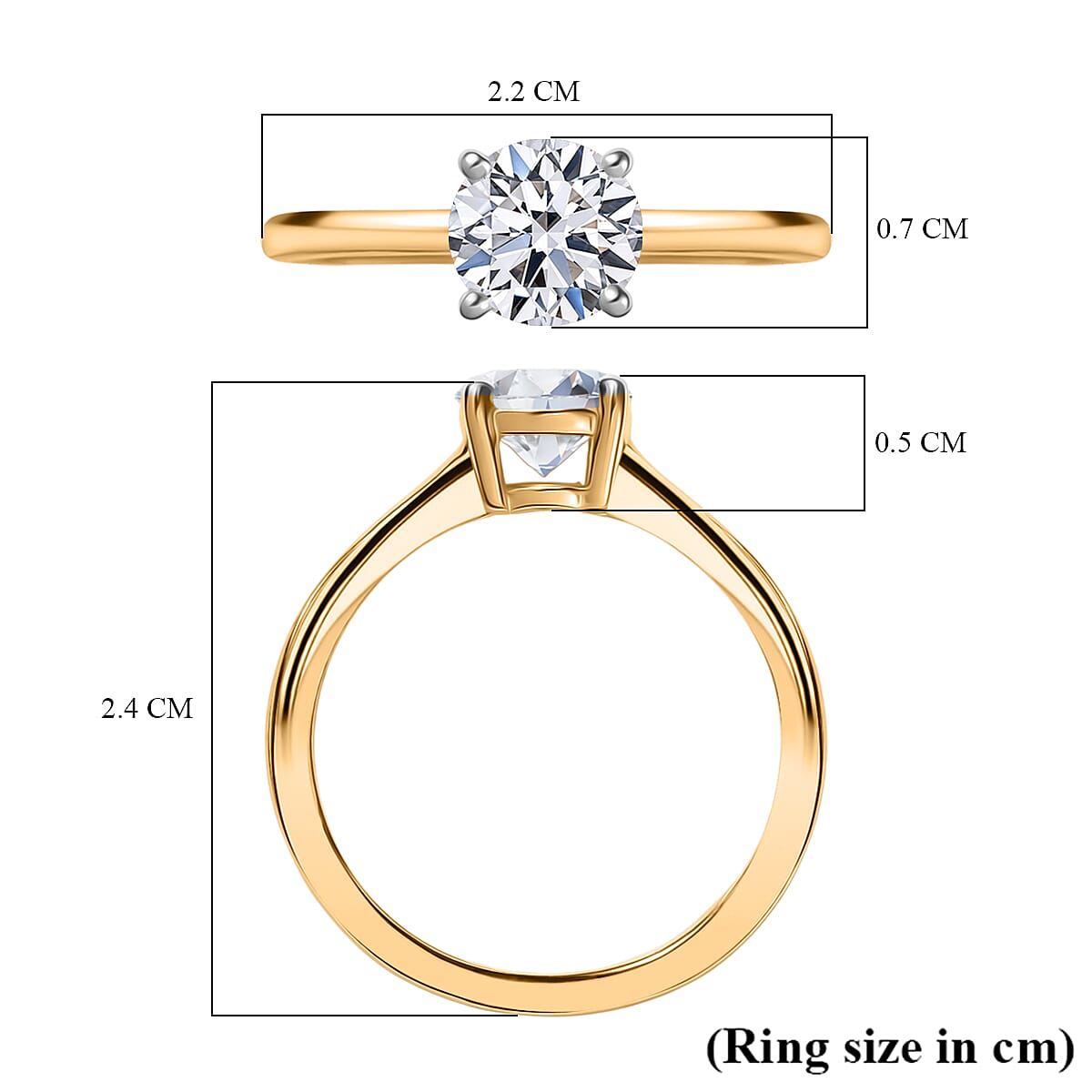 Luxuriant Lab Grown Diamond Solitaire Ring in 18K YG VermeilSterling Silver  1.030  Ct.