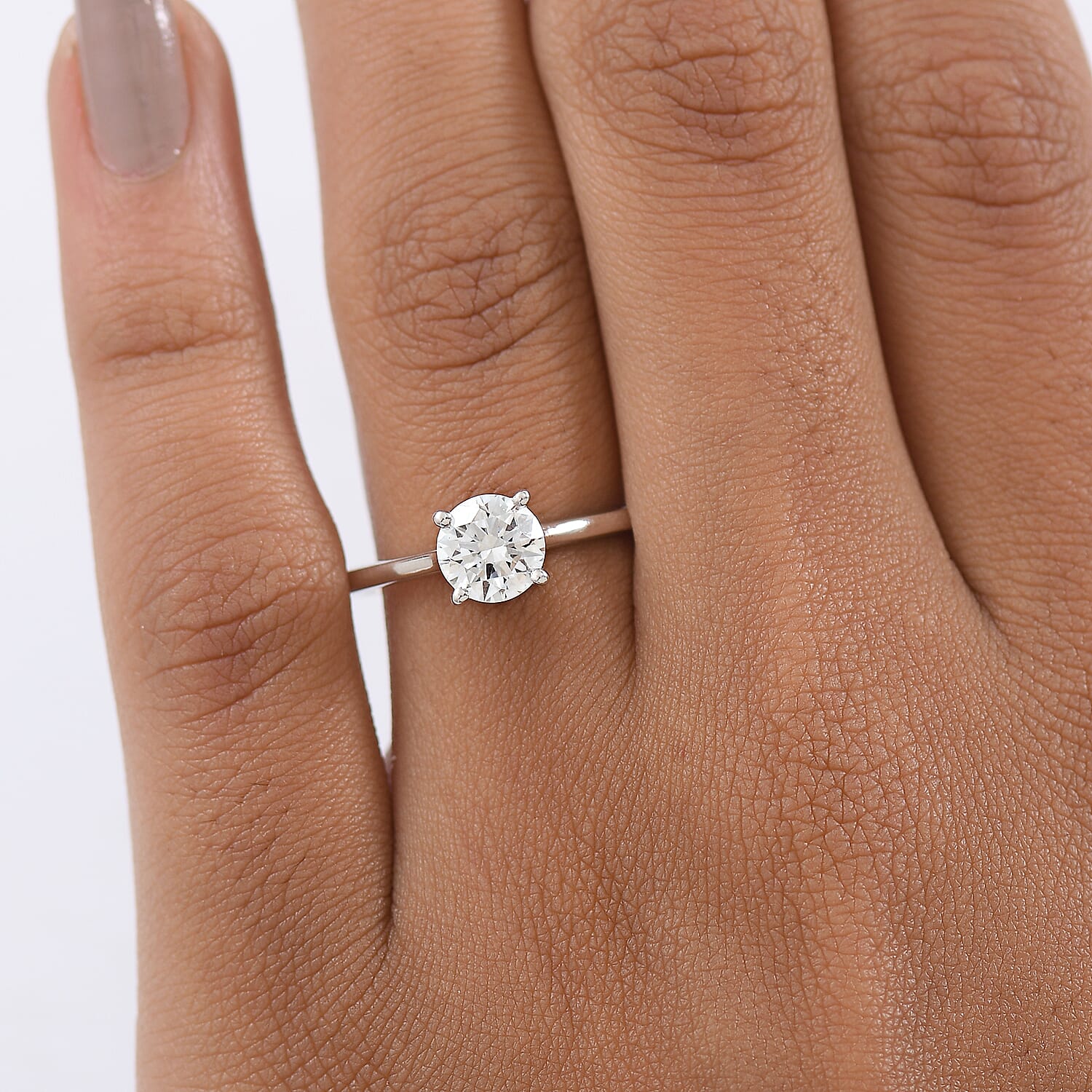 Luxuriant Lab Grown Diamond Solitaire Ring in Rhodium OverlaySterling Silver  1.030  Ct.