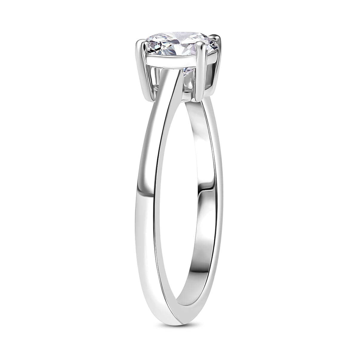 Luxuriant Lab Grown Diamond Solitaire Ring in Rhodium OverlaySterling Silver  1.030  Ct.