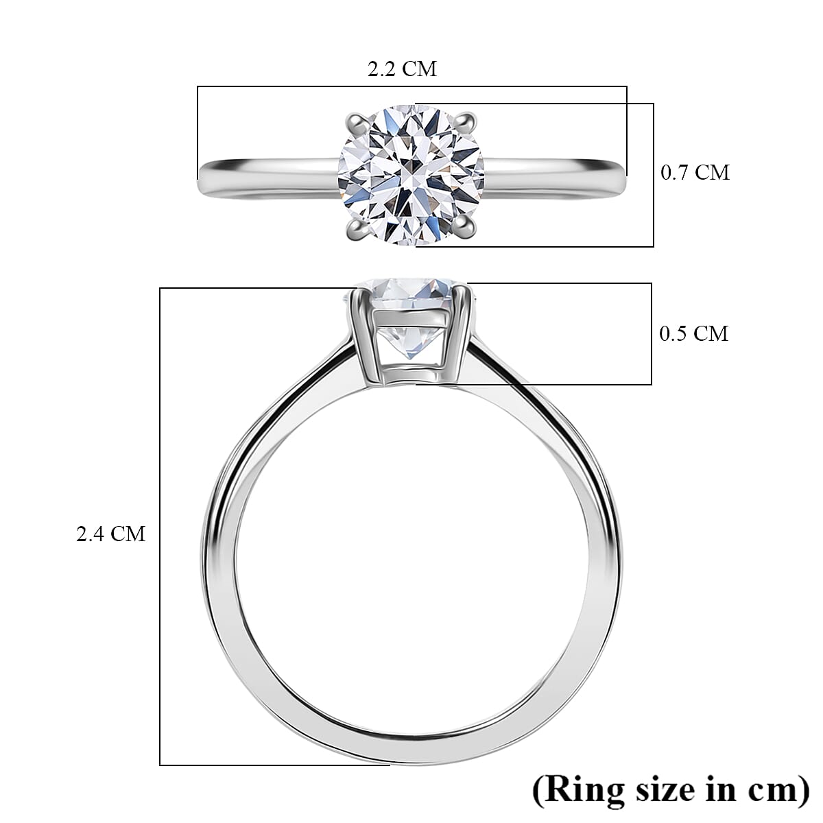 Luxuriant Lab Grown Diamond Solitaire Ring in Rhodium OverlaySterling Silver  1.030  Ct.