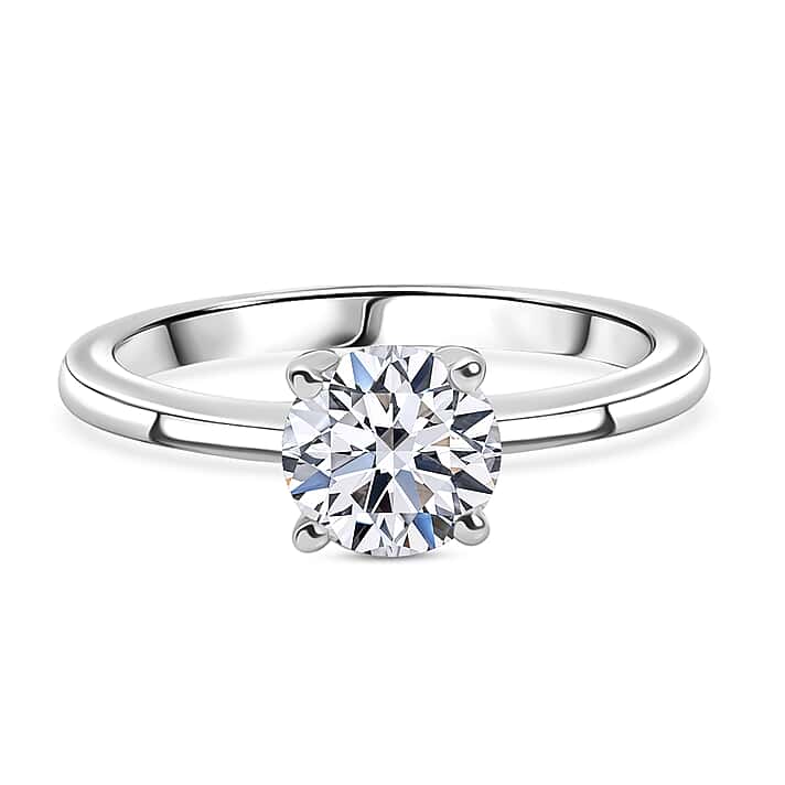 LUXURIANT 1 Ct. Lab Grown Diamond Solitaire Ring in Rhodium Sterling Silver