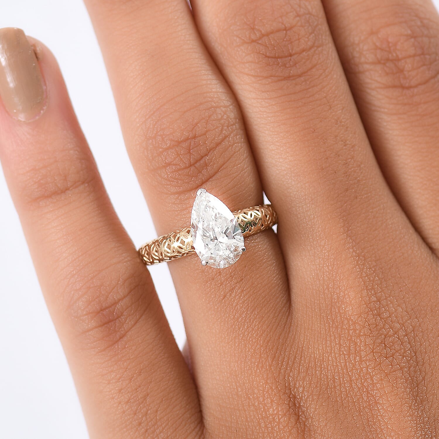 9K Yellow Gold IGI Certified Lab Grown Diamond (VS-EF) Solitaire Ring 2.00 Ct.