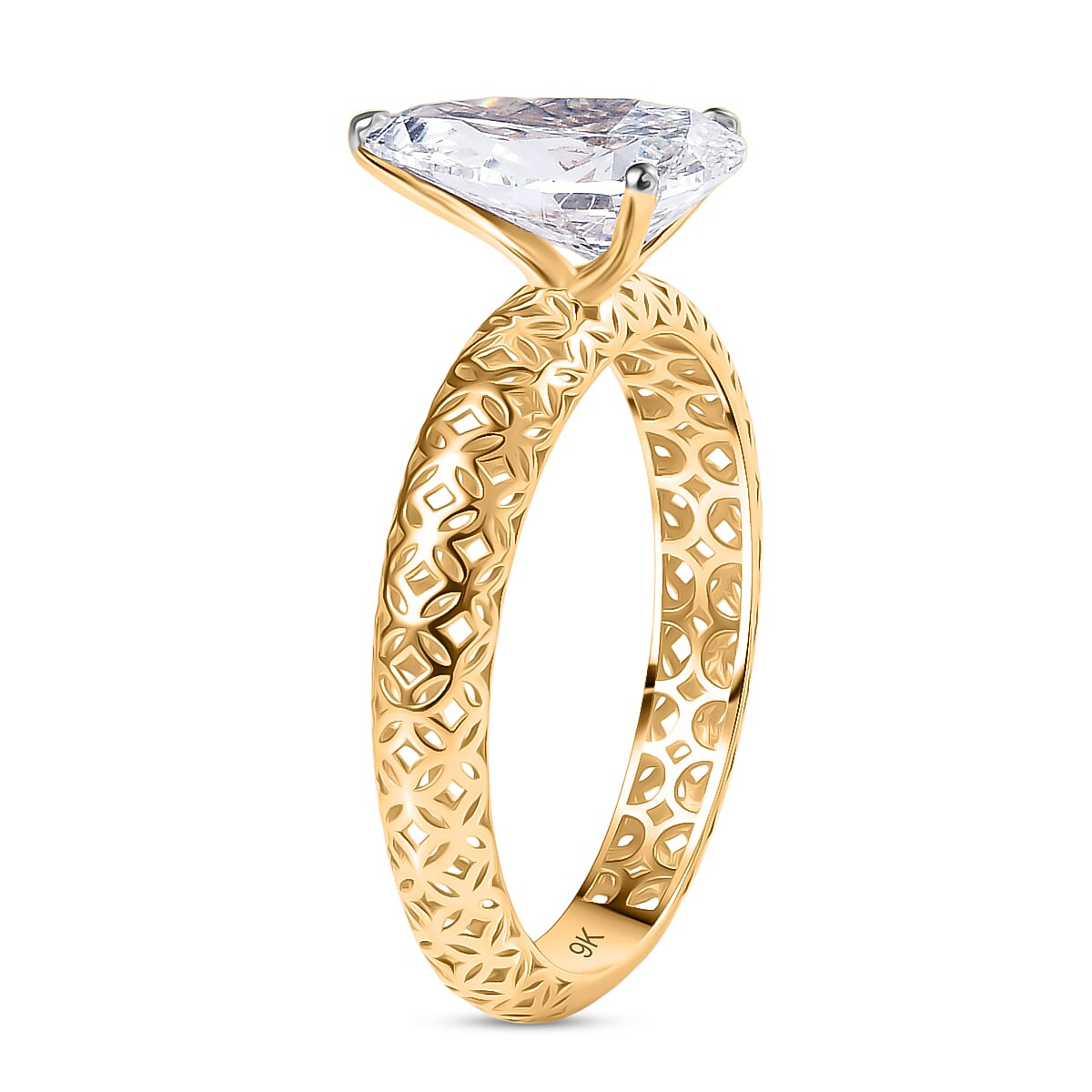 9K Yellow Gold IGI Certified Lab Grown Diamond (VS-EF) Solitaire Ring 2.00 Ct.