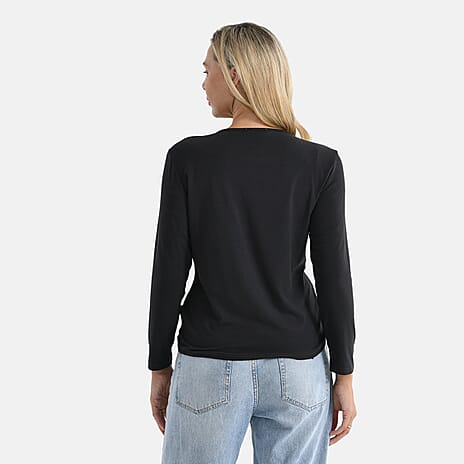 La Marey Viscose Classic Round Neck T-Shirt (Size M) - Dark Gray