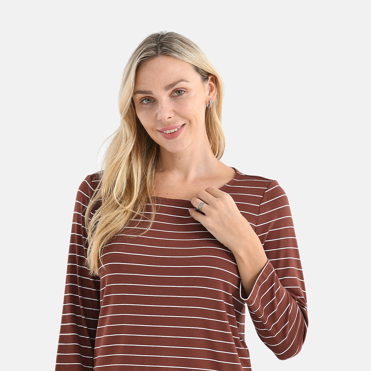 La Marey Stripe TShirt (Size - Medium) - Brown & White