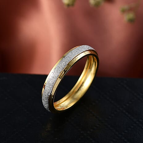 Sterling Silver Band Ring in Yellow Gold Plated & Platinum Overlay