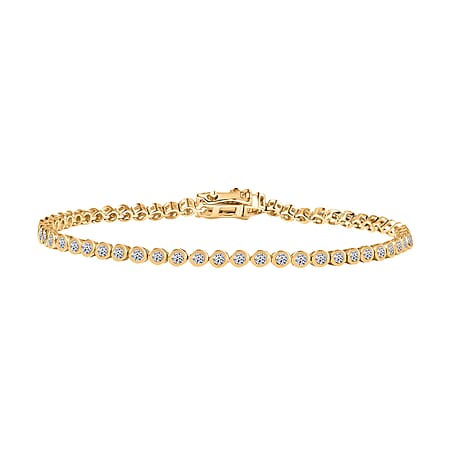 LUXURIANT 2 Ct. Lab Grown Diamond Tennis Bracelet 1 Row (Size 7.5) with GB Lock Box in 18K Vermeil Yellow Gold Plated Sterling Silver (SI-GH)