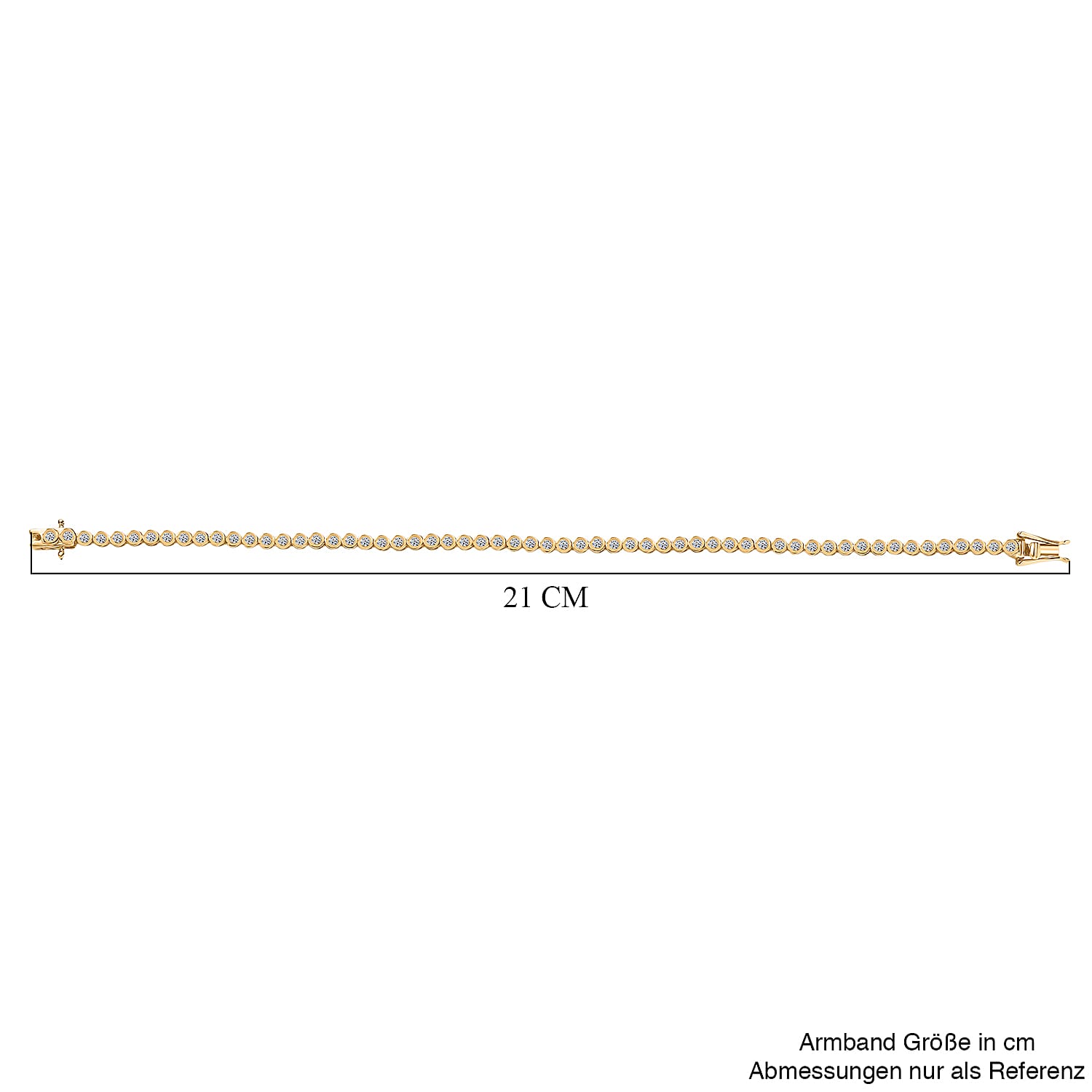 Luxuriant Lab Grown Diamond (SI-GH) Tennis Bracelet 1 Row (Size 7.5) with GB Lock Box in 18K Vermeil Yellow Gold Plated Sterling Silver 2.07 Ct, Silver Wt. 8.04 Gms.