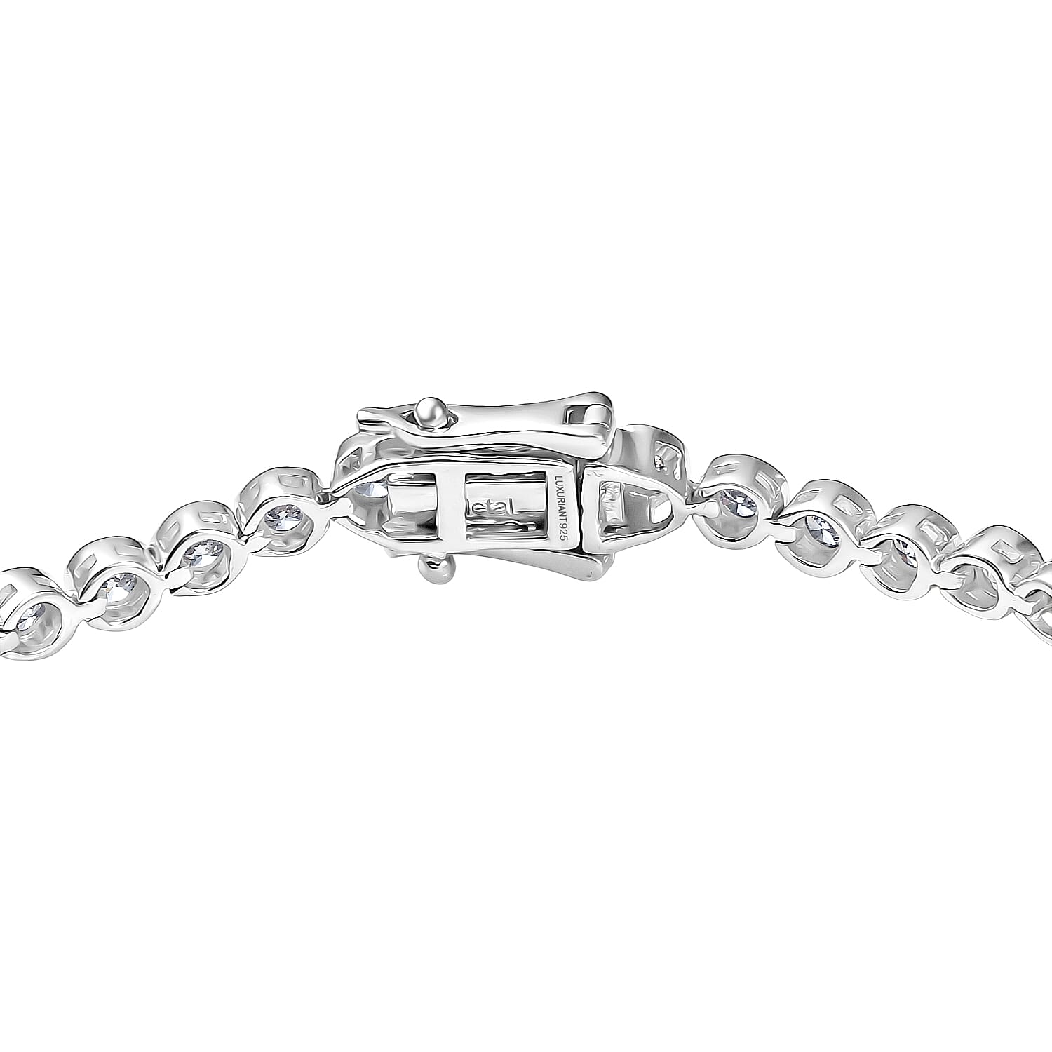 Luxuriant Lab Grown Diamond (SI-GH) Line Bracelet 1 Row (Size 7.5) with GB Lock Box in Rhodium Overlay Sterling Silver 3.06 Ct, Silver Wt. 9.32 Gms.