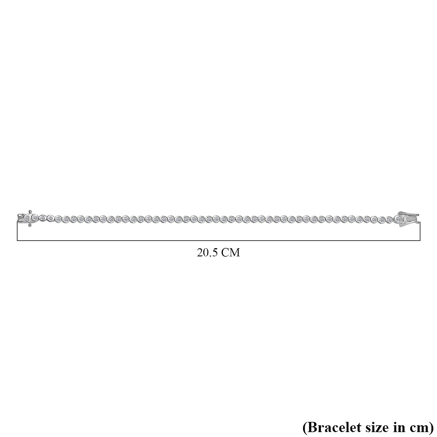 Luxuriant Lab Grown Diamond (SI-GH) Line Bracelet 1 Row (Size 7.5) with GB Lock Box in Rhodium Overlay Sterling Silver 3.06 Ct, Silver Wt. 9.32 Gms.