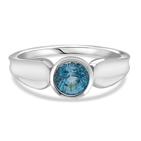 D'Joy Blue Zircon Ring in Rhodium Overlay Sterling Silver 1.33 Ct.