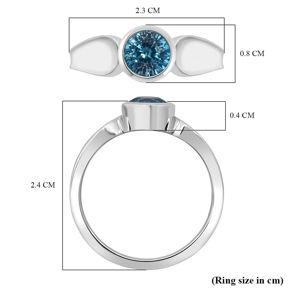 D'Joy Blue Zircon Ring in Rhodium Overlay Sterling Silver 1.33 Ct.