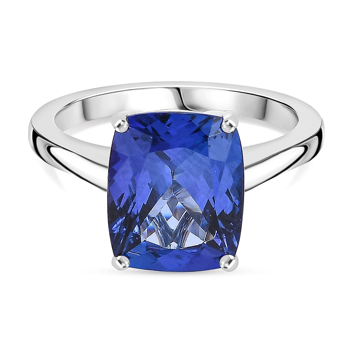 Rhapsody 950 Platinum AAAA Tanzanite Solitaire Ring 4.54 Ct, Platinum Wt. 4.87 Gms.