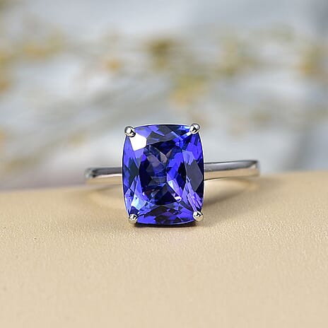 Rhapsody 950 Platinum AAAA Tanzanite Solitaire Ring 4.54 Ct, Platinum Wt. 4.87 Gms.