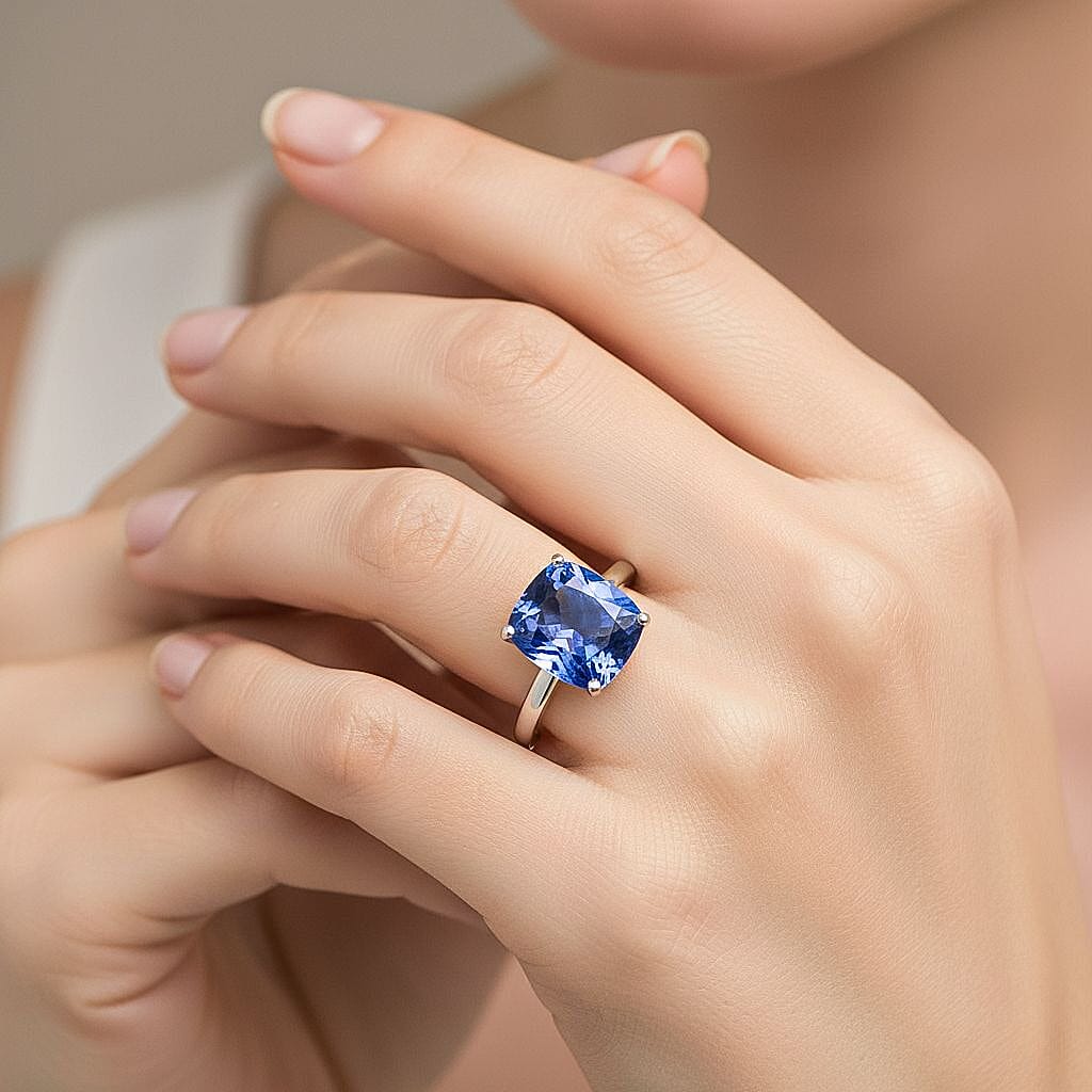 Rhapsody 950 Platinum AAAA Tanzanite Solitaire Ring 4.54 Ct, Platinum Wt. 4.87 Gms.