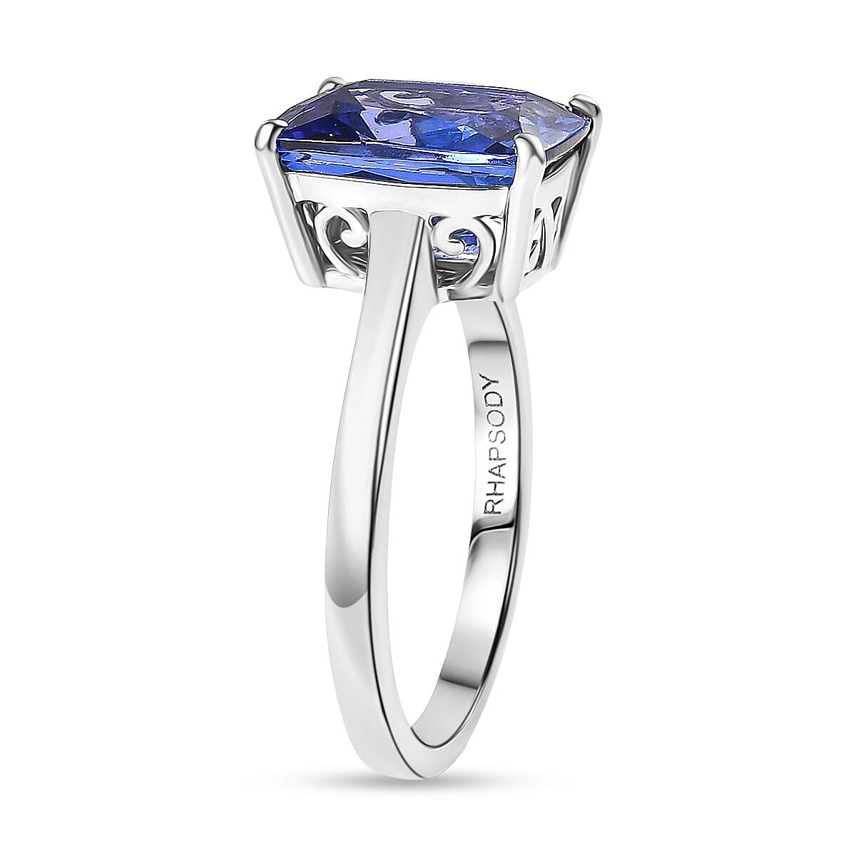 Rhapsody 950 Platinum AAAA Tanzanite Solitaire Ring 4.54 Ct, Platinum Wt. 4.87 Gms.