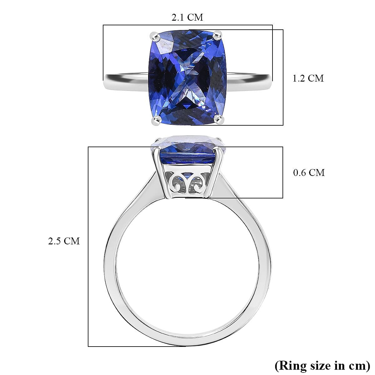 Rhapsody 950 Platinum AAAA Tanzanite Solitaire Ring 4.54 Ct, Platinum Wt. 4.87 Gms.